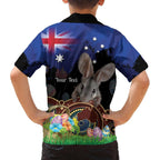 Personalised Australia Easter Day Family Matching Off The Shoulder Long Sleeve Dress and Hawaiian Shirt Aussie Bilby Aboriginal Art