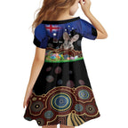 Personalised Australia Easter Day Family Matching Off The Shoulder Long Sleeve Dress and Hawaiian Shirt Aussie Bilby Aboriginal Art