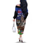 Personalised Australia Easter Day Family Matching Off The Shoulder Long Sleeve Dress and Hawaiian Shirt Aussie Bilby Aboriginal Art