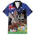 Personalised Australia Easter Day Family Matching Off Shoulder Maxi Dress and Hawaiian Shirt Aussie Bilby Aboriginal Art