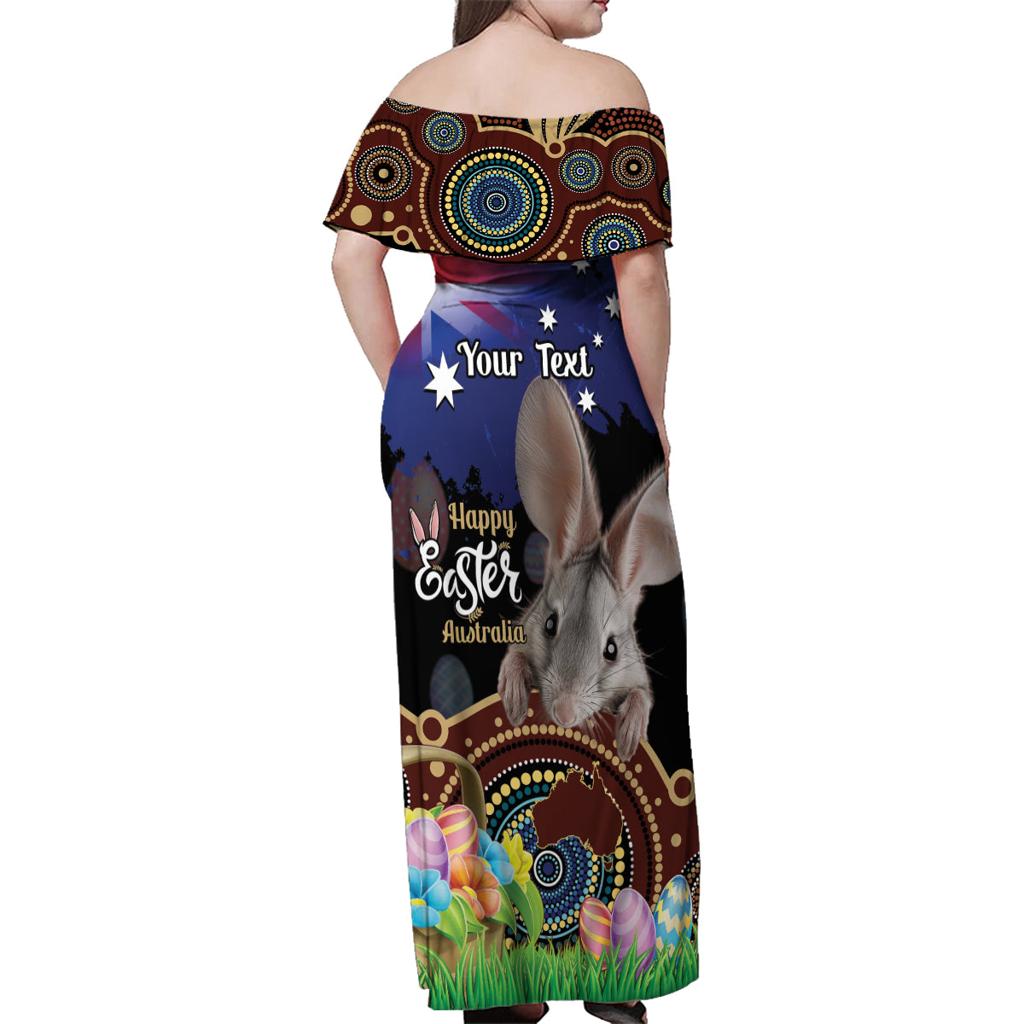 Personalised Australia Easter Day Family Matching Off Shoulder Maxi Dress and Hawaiian Shirt Aussie Bilby Aboriginal Art