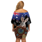 Personalised Australia Easter Day Family Matching Off Shoulder Short Dress and Hawaiian Shirt Aussie Bilby Aboriginal Art