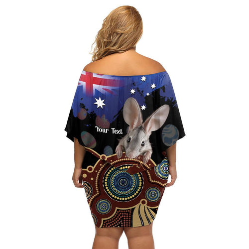 Personalised Australia Easter Day Family Matching Off Shoulder Short Dress and Hawaiian Shirt Aussie Bilby Aboriginal Art