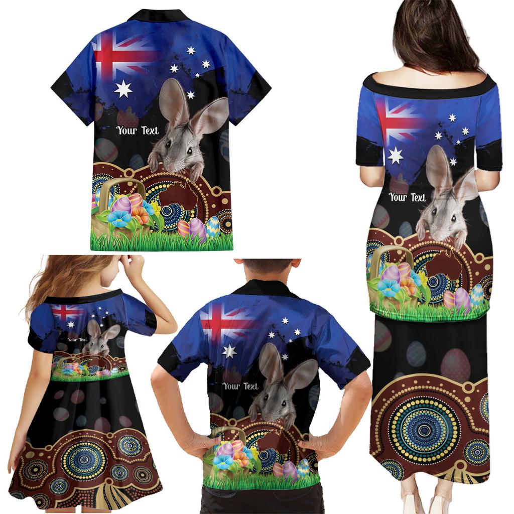 Personalised Australia Easter Day Family Matching Puletasi and Hawaiian Shirt Aussie Bilby Aboriginal Art