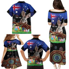 Personalised Australia Easter Day Family Matching Puletasi and Hawaiian Shirt Aussie Bilby Aboriginal Art