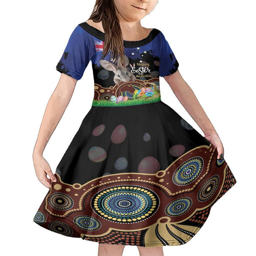Personalised Australia Easter Day Family Matching Short Sleeve Bodycon Dress and Hawaiian Shirt Aussie Bilby Aboriginal Art