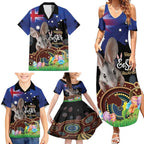 Personalised Australia Easter Day Family Matching Summer Maxi Dress and Hawaiian Shirt Aussie Bilby Aboriginal Art
