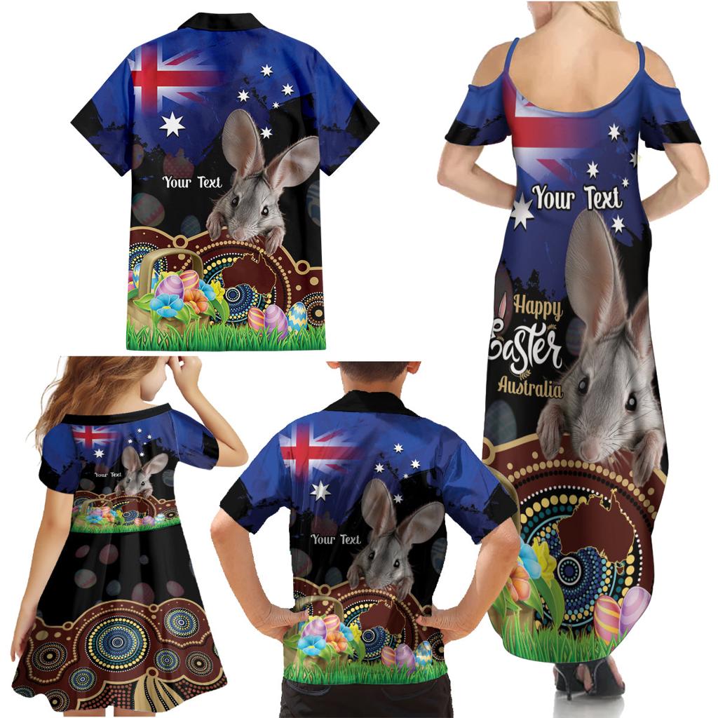 Personalised Australia Easter Day Family Matching Summer Maxi Dress and Hawaiian Shirt Aussie Bilby Aboriginal Art