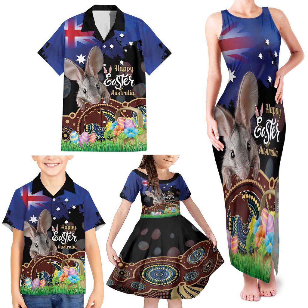 Personalised Australia Easter Day Family Matching Tank Maxi Dress and Hawaiian Shirt Aussie Bilby Aboriginal Art