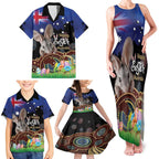 Personalised Australia Easter Day Family Matching Tank Maxi Dress and Hawaiian Shirt Aussie Bilby Aboriginal Art