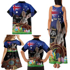 Personalised Australia Easter Day Family Matching Tank Maxi Dress and Hawaiian Shirt Aussie Bilby Aboriginal Art