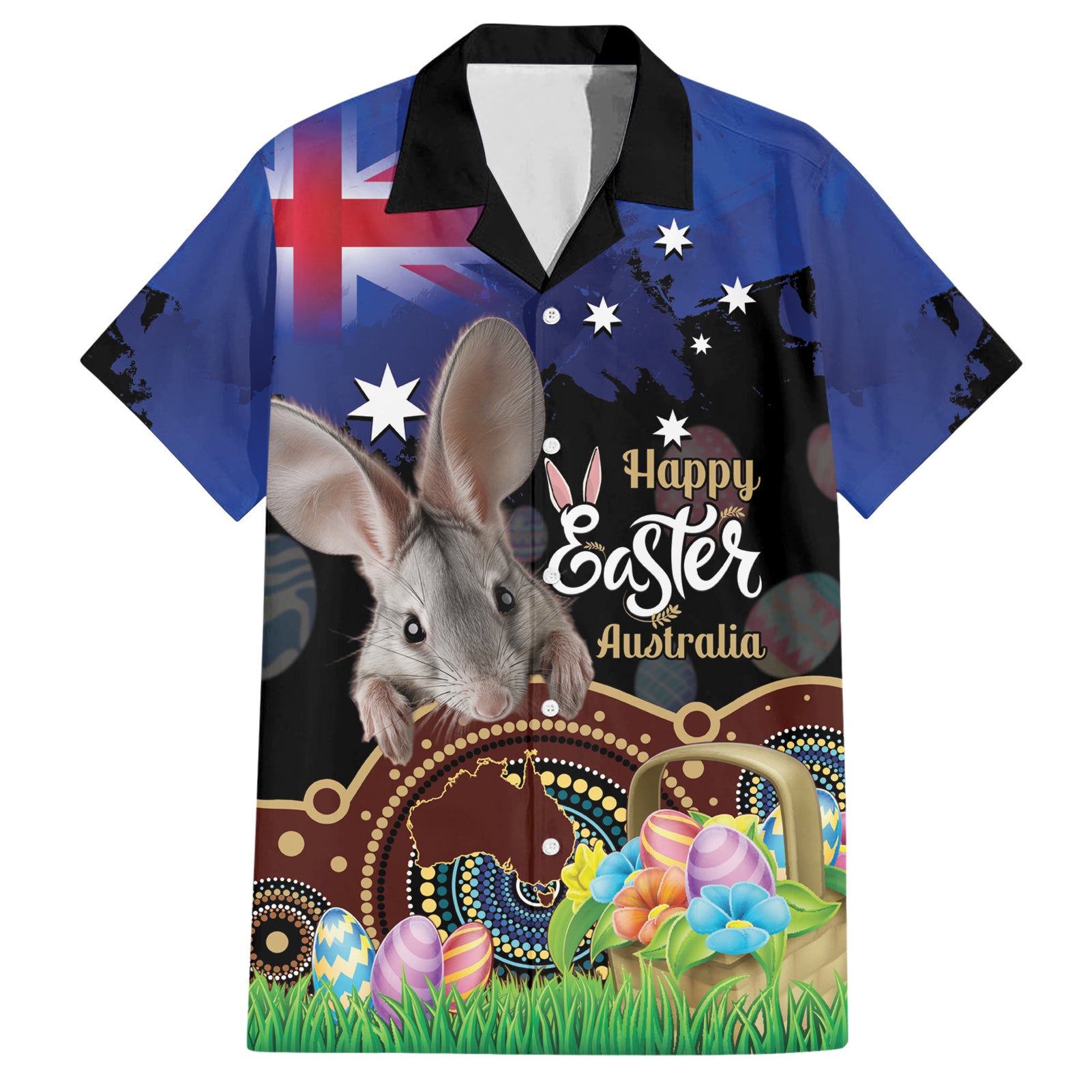 Personalised Australia Easter Day Hawaiian Shirt Aussie Bilby Aboriginal Art