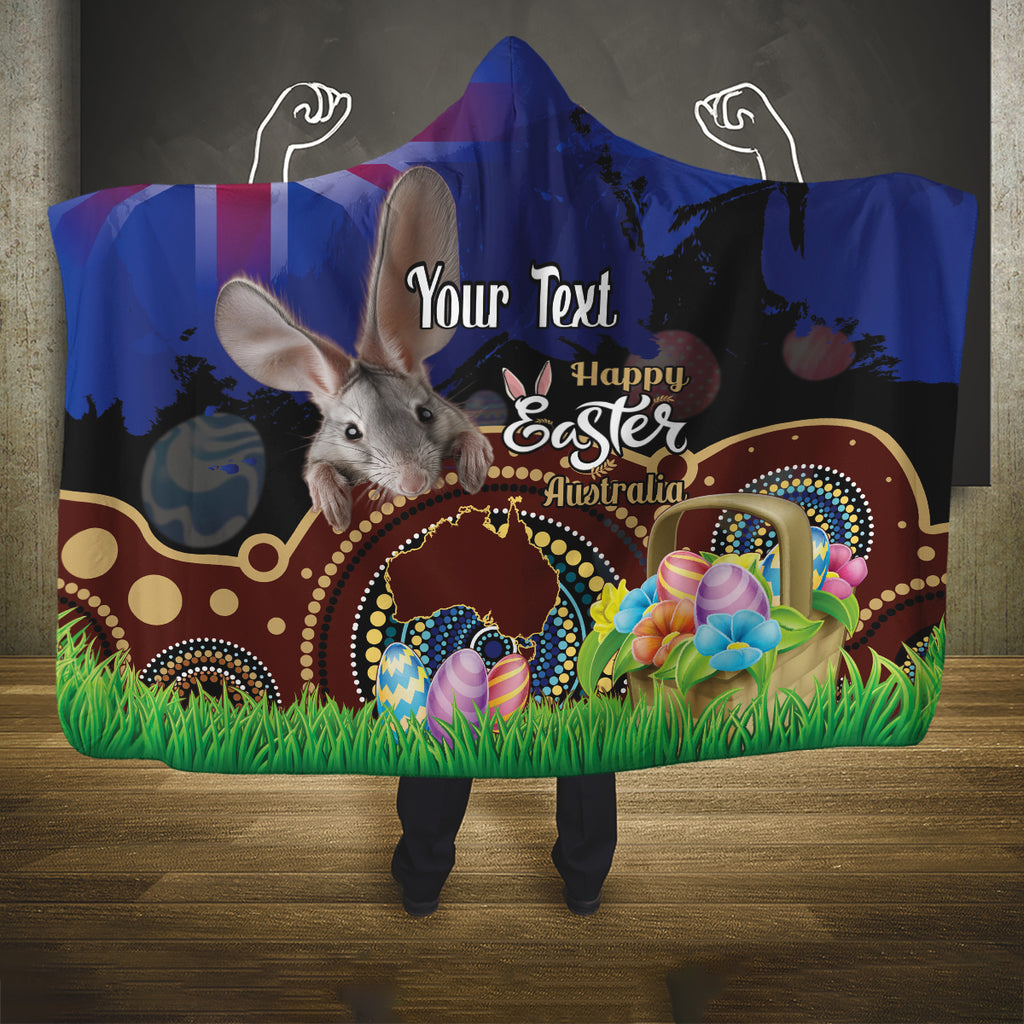 Personalised Australia Easter Day Hooded Blanket Aussie Bilby Aboriginal Art