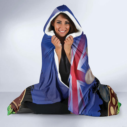 Personalised Australia Easter Day Hooded Blanket Aussie Bilby Aboriginal Art
