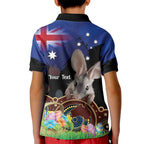 Personalised Australia Easter Day Kid Polo Shirt Aussie Bilby Aboriginal Art