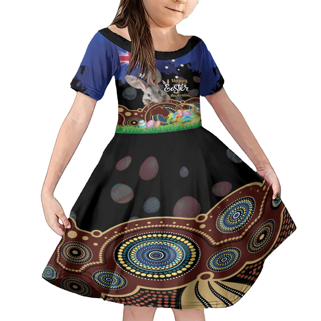 Personalised Australia Easter Day Kid Short Sleeve Dress Aussie Bilby Aboriginal Art