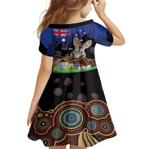 Personalised Australia Easter Day Kid Short Sleeve Dress Aussie Bilby Aboriginal Art