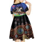 Personalised Australia Easter Day Kid Short Sleeve Dress Aussie Bilby Aboriginal Art