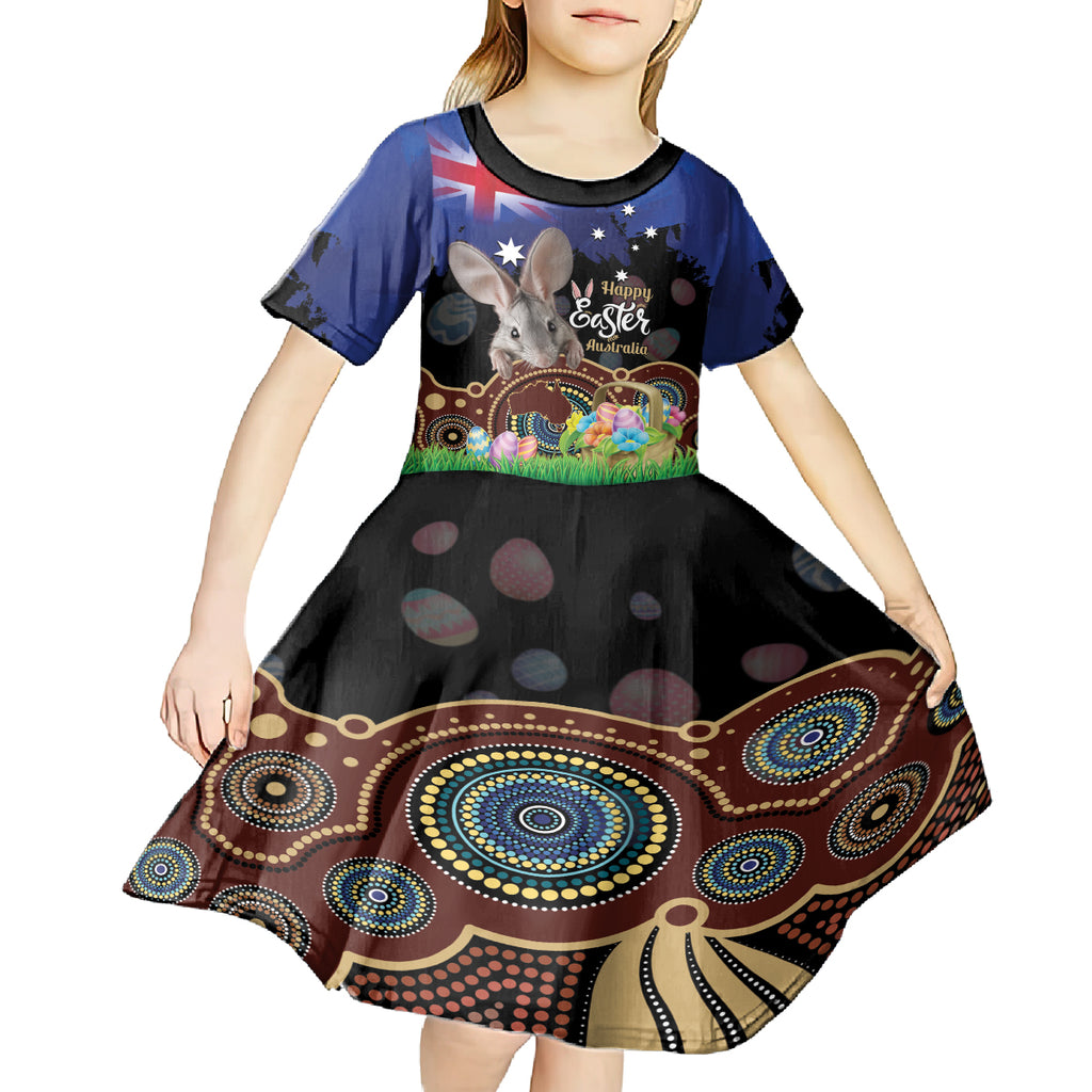 Personalised Australia Easter Day Kid Short Sleeve Dress Aussie Bilby Aboriginal Art