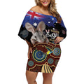 Personalised Australia Easter Day Off Shoulder Short Dress Aussie Bilby Aboriginal Art
