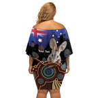 Personalised Australia Easter Day Off Shoulder Short Dress Aussie Bilby Aboriginal Art