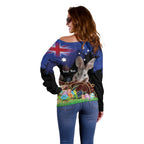 Personalised Australia Easter Day Off Shoulder Sweater Aussie Bilby Aboriginal Art