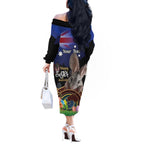 Personalised Australia Easter Day Off The Shoulder Long Sleeve Dress Aussie Bilby Aboriginal Art
