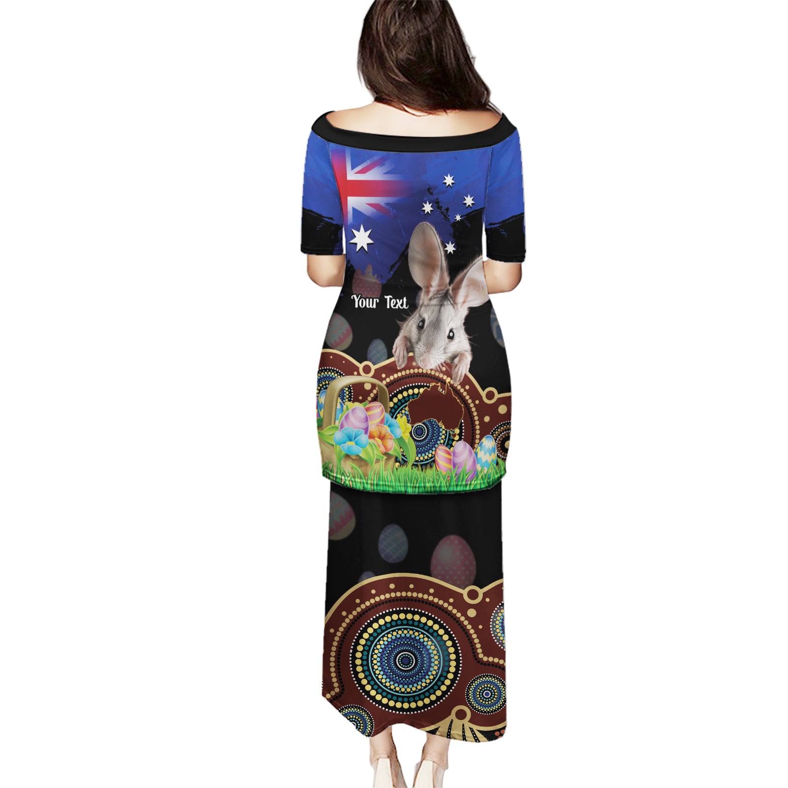 Personalised Australia Easter Day Puletasi Aussie Bilby Aboriginal Art