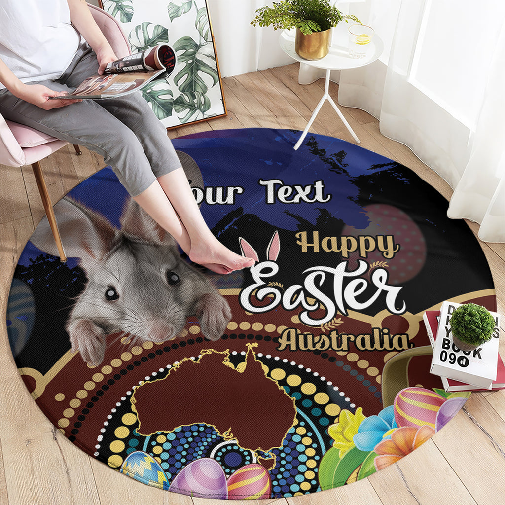 Personalised Australia Easter Day Round Carpet Aussie Bilby Aboriginal Art