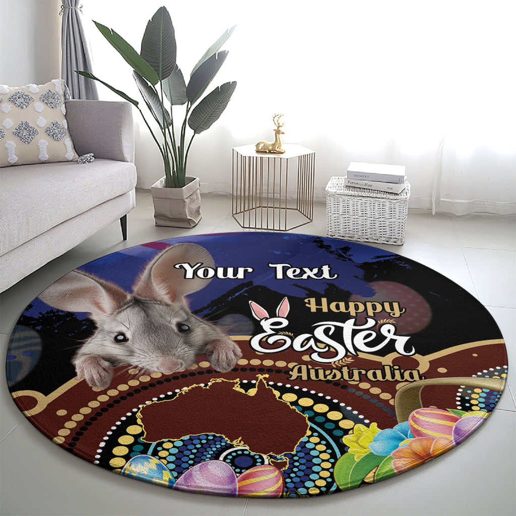 Personalised Australia Easter Day Round Carpet Aussie Bilby Aboriginal Art