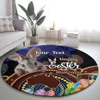 Personalised Australia Easter Day Round Carpet Aussie Bilby Aboriginal Art