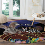 Personalised Australia Easter Day Round Carpet Aussie Bilby Aboriginal Art