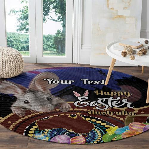 Personalised Australia Easter Day Round Carpet Aussie Bilby Aboriginal Art