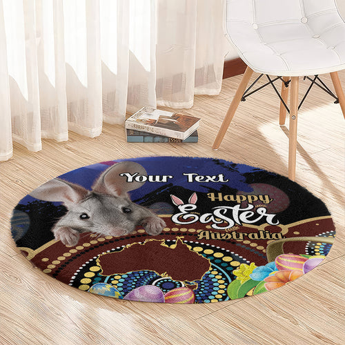 Personalised Australia Easter Day Round Carpet Aussie Bilby Aboriginal Art