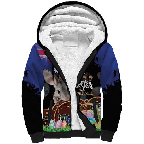 Personalised Australia Easter Day Sherpa Hoodie Aussie Bilby Aboriginal Art