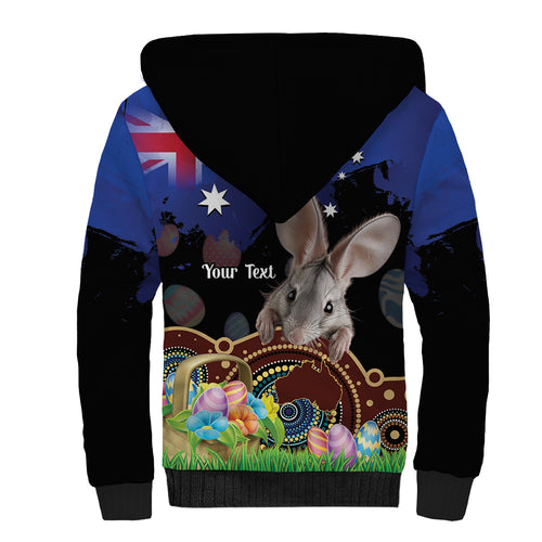 Personalised Australia Easter Day Sherpa Hoodie Aussie Bilby Aboriginal Art