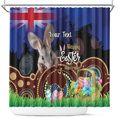 Personalised Australia Easter Day Shower Curtain Aussie Bilby Aboriginal Art