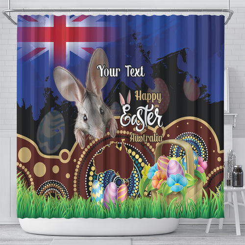 Personalised Australia Easter Day Shower Curtain Aussie Bilby Aboriginal Art