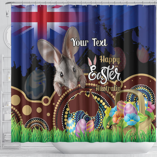 Personalised Australia Easter Day Shower Curtain Aussie Bilby Aboriginal Art