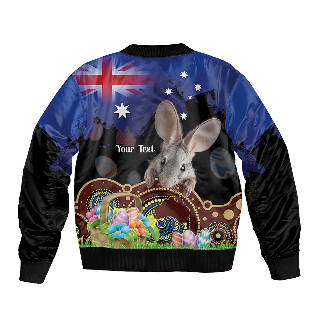 Personalised Australia Easter Day Sleeve Zip Bomber Jacket Aussie Bilby Aboriginal Art