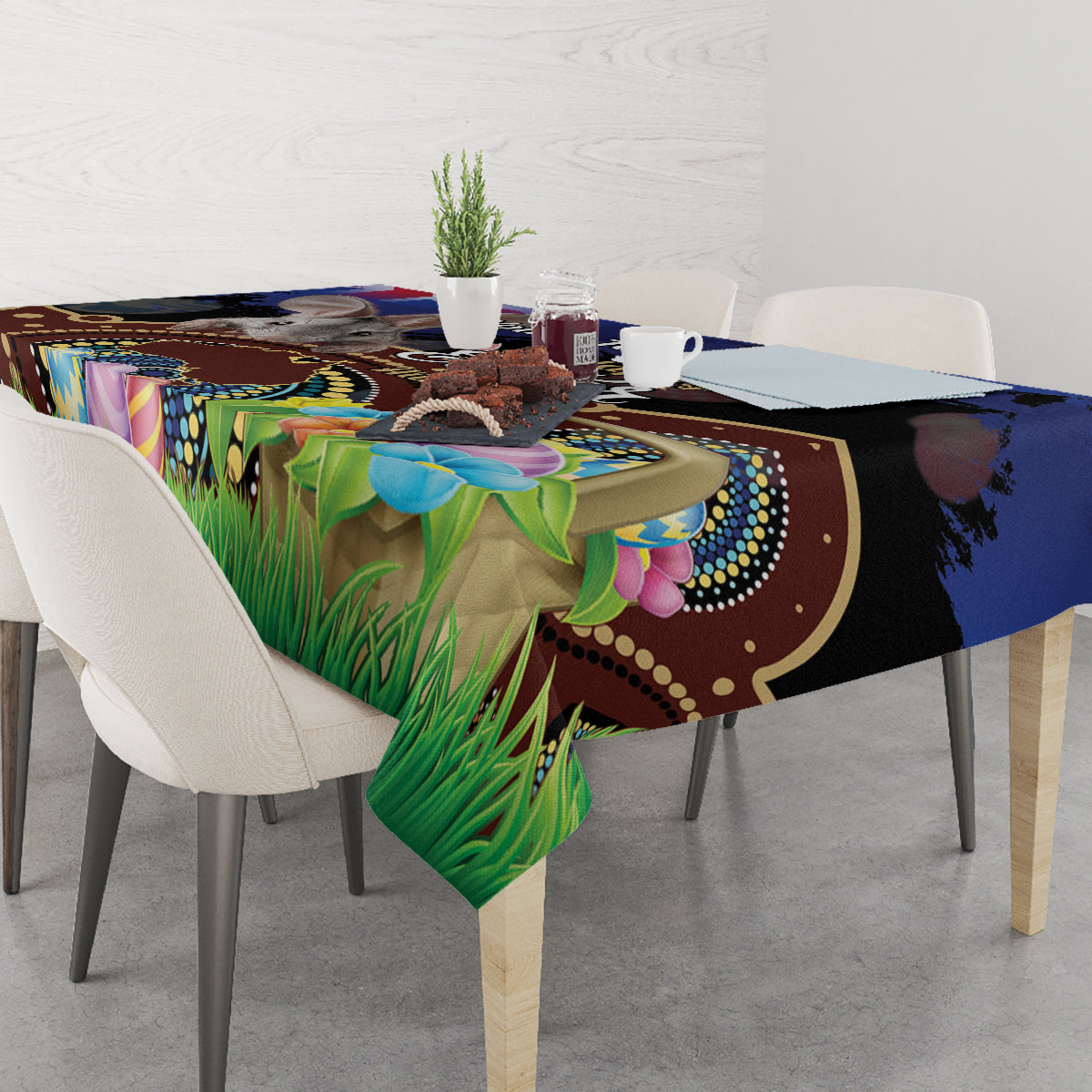 Personalised Australia Easter Day Tablecloth Aussie Bilby Aboriginal Art