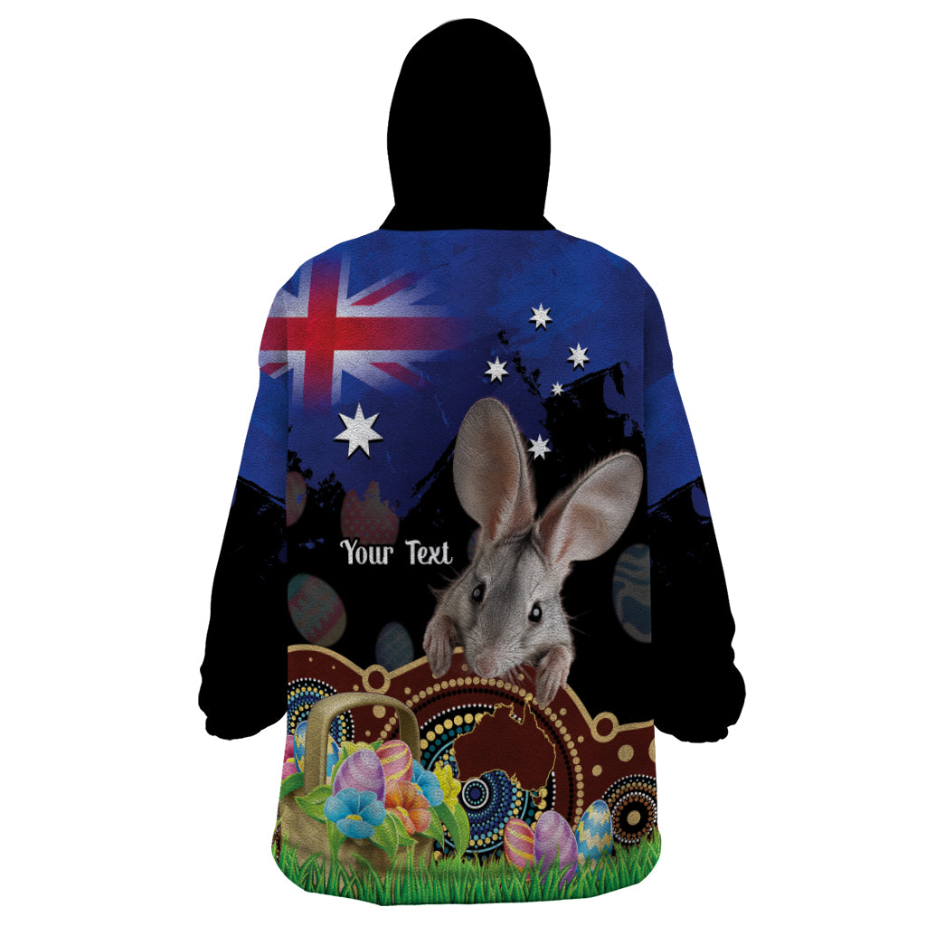 Personalised Australia Easter Day Wearable Blanket Hoodie Aussie Bilby Aboriginal Art