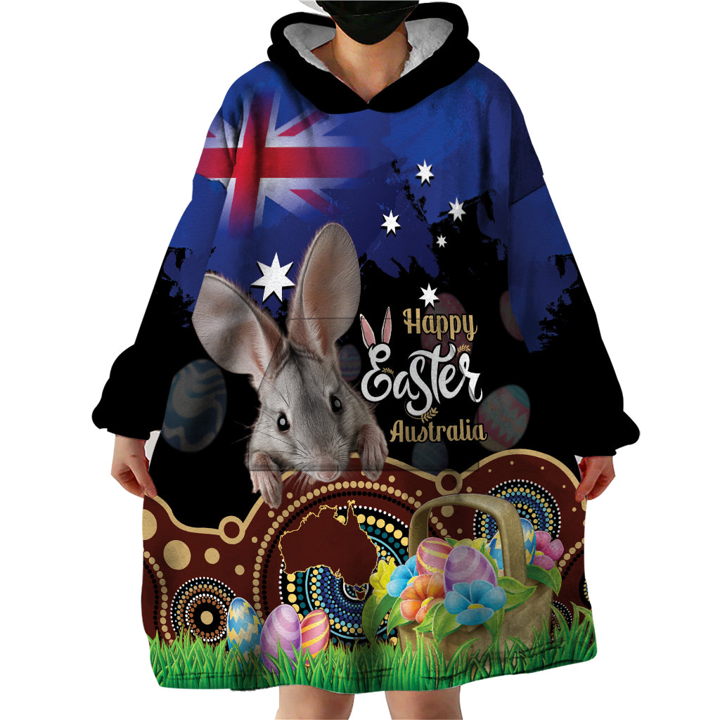 Personalised Australia Easter Day Wearable Blanket Hoodie Aussie Bilby Aboriginal Art