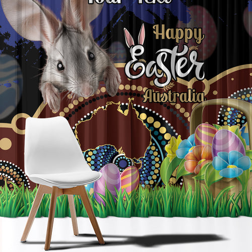 Personalised Australia Easter Day Window Curtain Aussie Bilby Aboriginal Art