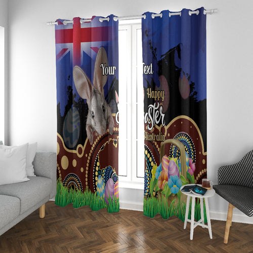 Personalised Australia Easter Day Window Curtain Aussie Bilby Aboriginal Art