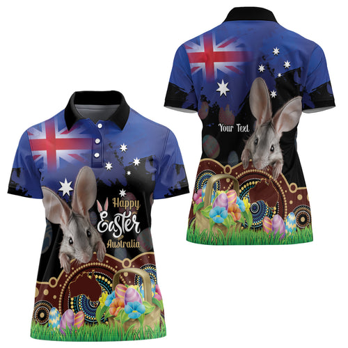 Personalised Australia Easter Day Women Polo Shirt Aussie Bilby Aboriginal Art