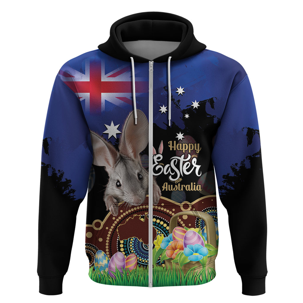 Personalised Australia Easter Day Zip Hoodie Aussie Bilby Aboriginal Art