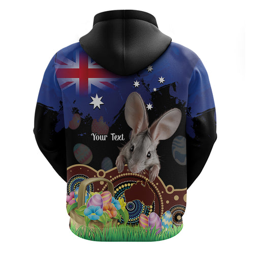 Personalised Australia Easter Day Zip Hoodie Aussie Bilby Aboriginal Art
