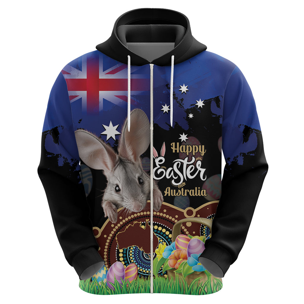 Personalised Australia Easter Day Zip Hoodie Aussie Bilby Aboriginal Art