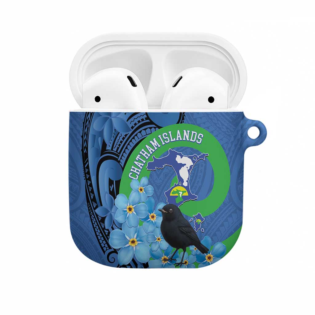 New Zealand Chatham Islands AirPods Case Wharekauri Forget Me Not With Black Robin - Aussie Hoodie